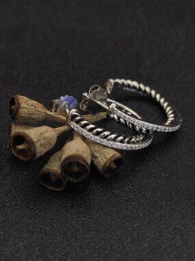 David Yurman 925 Silver Earrings with Original Pouch